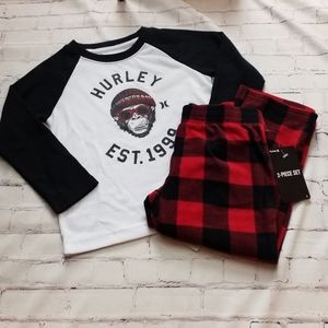 NWT Hurley Little Boys Buffalo Fleece Plaid Pj's, size 4 Pajamas, Winter